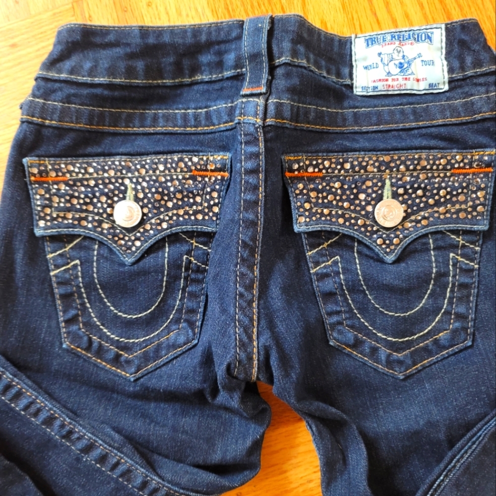 True Religion rhinestone jeans. Boot cut size 25